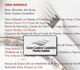 Cena Maridaje con explosión de sabores en el Gran Casino Castellón