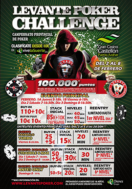 Gran Casino Castellón acoge en febrero la 1ª etapa del Levante Poker Challenge para el 2015