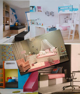 Especial muebles y decoración en los espacios para jóvenes y niños