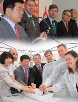 Inauguración de la exposición de la Bienal Internacional de Esculturas de la ciudad japonesa de Ube en la Fundación Dávalos-Fletcher