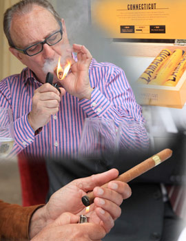 Miembros del Club de fumadores del Real Casino Antiguo saborean los nuevos cigarros CAMACHO CONNECTICUT