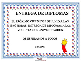 Entrega de diplomas para los voluntarios de la UJI que han colaborado en Residencial Castellón