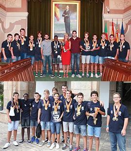 Recepción a los campeones infantiles de España de voley del Club L'Illa Grau