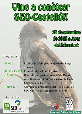 Seo Bird Life organiza una jornada para controlar la migración de rapaces en Ares del Maestrat