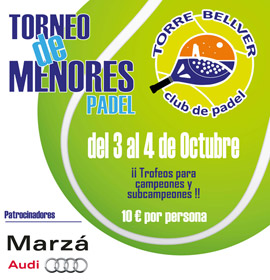 Próximo torneo de menores de pádel en el club Torre Bellver