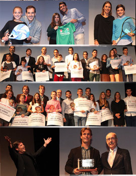 Reconocimientos, grandes actuaciones y muchos premios en la Gala del Tenis Provincial de Castellón que supera todas las expectativas
