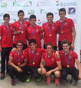 El equipo de Kayak-Polo del Real Club Náutico de Castellón Sub-21venceder de la liga
