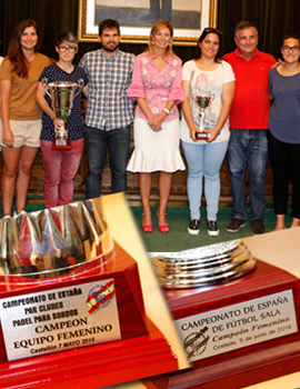 Recepción en el Ayuntamiento de Castellón a las campeonas de España de Fútbol Sala y pádel Femenino para Sordos