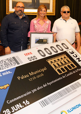 Un cupón especial de la ONCE dedicado al 300 aniversario del Palacio Municipal de Castellón