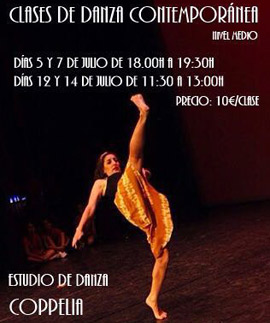 Clases de danza contemporánea en julio, en Coppelia