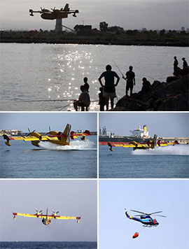 El puerto de Castellón cierra el tráfico marítimo para que los hidroaviones tomen agua