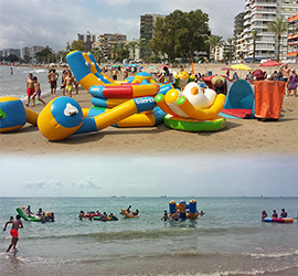 Parque infantil acuático en la playa de Heliópolis de Benicàssim