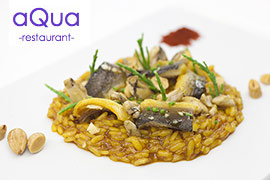 Menú especial en el restaurante aQua para las jornadas gastronómicas del arroz y vino
