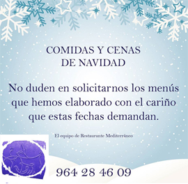 Comidas y cenas de navidad en el Restaurante Mediterráneo