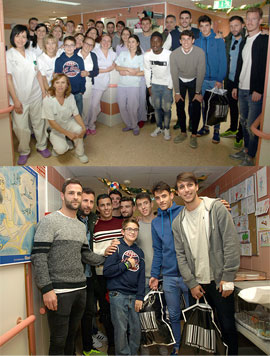 El CD Castellón visita a los niños hospitalizados en el General de Castelló