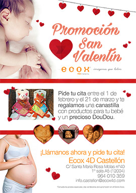 Promoción San Valentín en el centro Ecox 4D prenatal