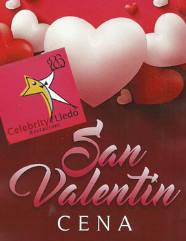Una cena de San Valentín en Celebrity Lledó para el 11 de febrero llena de sugerencias