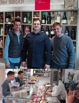 Rubén Fonte y Guille Vázquez del CD Castellón visitan la Carnicería Escriche