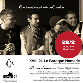 Concierto de música barroca en el Real Casino Antiguo de Castellón el 28 de febrero