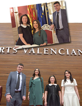Las reinas de las fiestas Estefanía y Berta visitan Les Corts Valencianes