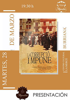 Presentación de La corrupción impune en el Centro Cultural La Mercé de Burriana