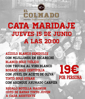 Cata maridaje con Bodegas Aragonesas en El Colmado