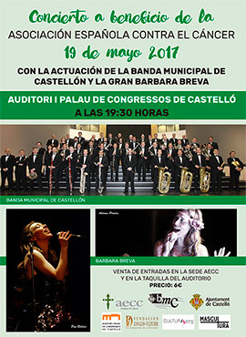 Concierto solidario de la AECC, con Bárbara Breva y Banda Municipal de Castellón