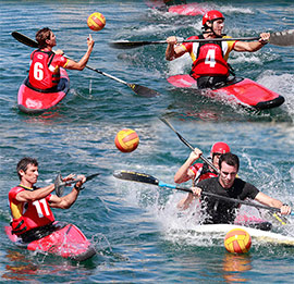 Deportistas del Real Club Náutico de Castellón con la selección española de Kayak Polo van a Francia