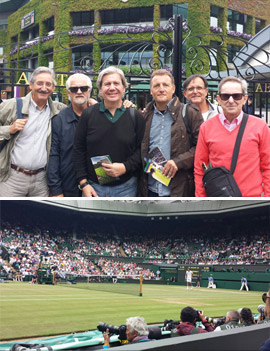 Un grupo de amigos de Castellón disfrutan en directo las seminifales de Wimbledon