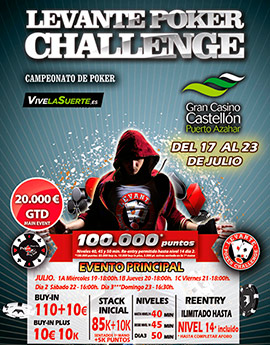 El Levante Poker Challenge de verano regresa al Gran Casino Castellón  con 20.000€ garantizados