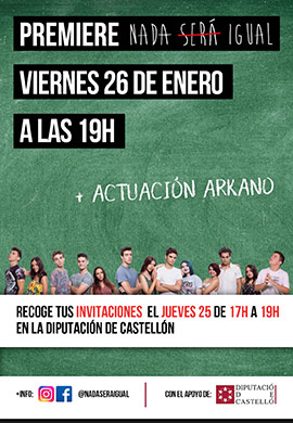 Premiere de ´Nada Será Igual´ y actuación de Arkano el viernes en Castellón