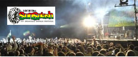 El Rototom Sunsplash en las fiestas de Benicàssim con la actuación del grupo de reggae italiano Playa Desnuda en el recinto de fiestas