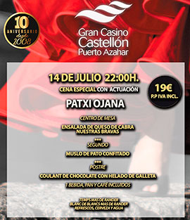 Patxi Ojana regresa al Gran Casino Castellón el sábado 14 de julio