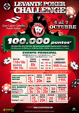 El Levante Poker Challenge en el Gran Casino Castellón