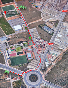 Conexión ciclista de las instalaciones deportivas de Chencho y Sindical