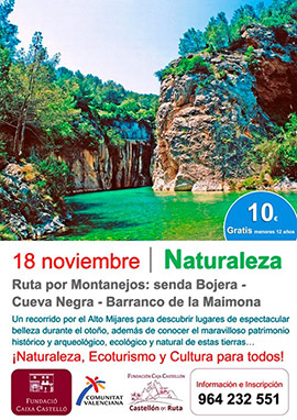 Montanejos: senda Bojera, Cueva Negra y Barranco de la Maimona