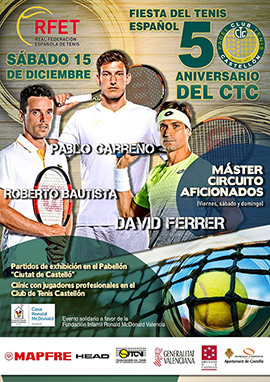La fiesta del tenis español, el sábado 15 de diciembre, en el pabellón Ciutat de Castelló