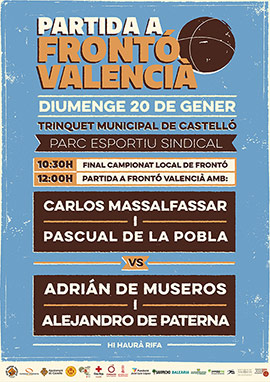 El mejor frontón valenciano llega este domingo a Castelló