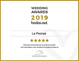 La Peonza recibe el premio más importante del sector nupcial, un  Wedding Award 2019