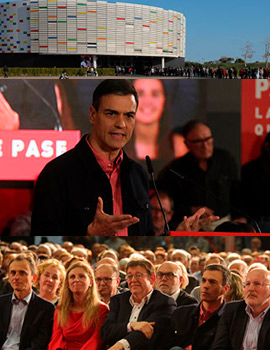 El presidente del Gobierno, Pedro Sánchez abre la campaña electoral del PSOE en Castellón en el Palau de la Festa de Castelló