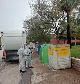 El Ayuntamiento de Almenara desinfecta los contenedores y espacios públicos