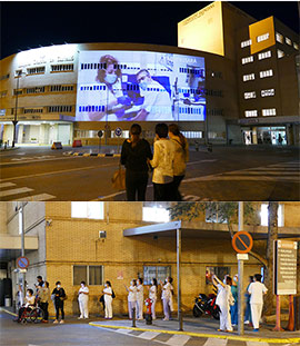 Proyección sobre fachada del Hospital General Universitari de Castelló