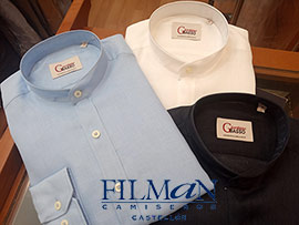 Camisas de lino natural con cuello mao frescas y ligeras