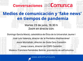 Mesa virtual de adComunica sobre medios y ‘fake news’ en tiempos de pandemia