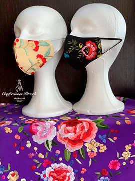 Mascarillas bordadas como mantones de manila, un detalle de elegancia para eventos y para novias en encaje