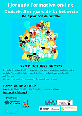 Castelló organiza junto a Unicef las I Jornadas Formativas sobre Ciudades Amigas de la Infancia