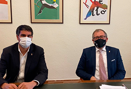 Reunión del presidente de la Diputación José Martí y el alcalde de Morella, Rhamsés Ripollés