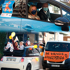 Manifestación con vehículos en contra de la ley Celaá en Castellón