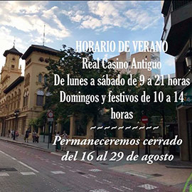 Horario de verano en el Real Casino Antiguo de Castellón