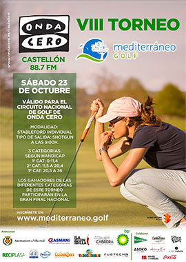 Inscripción abierta para el VIII Torneo Onda Cero Mediterráneo Golf sábado 23 octubre